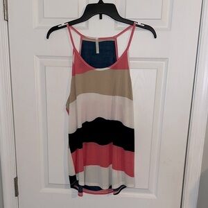 Love Nation Pink and Tan Relaxed Fit Tank Top